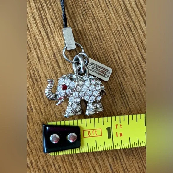 Coach Elephant Keychain Charm Silver with Rhinestones Rare - Picture 5 of 13